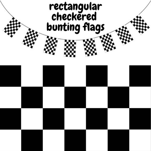CHECKERED BUNTING FLAG Race Car Chequered Flag Banner Hanging Decoration Rectang - Picture 2 of 5