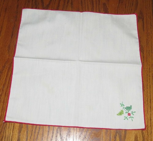 Hand Cross Stitch SIX Napkins FOUR Place Mats Holiday Tree & Floral - Picture 3 of 5