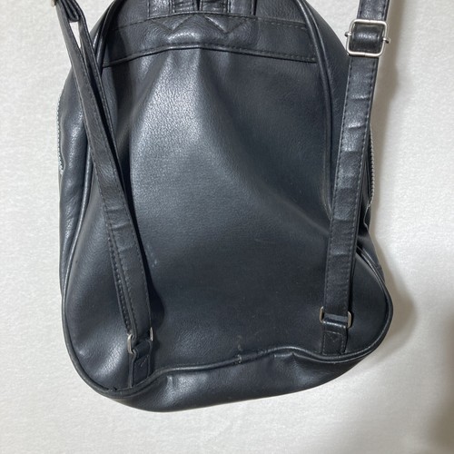 Black Backpack Handbag Purse Oversized Front Zipper Faux Leather? Vtg - Picture 17 of 19