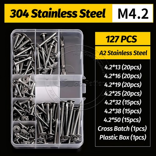 Wafer Head Screws Self Drilling Tek Screw Thin Sheet Zinc Plated/Stainless Steel - Picture 10 of 62