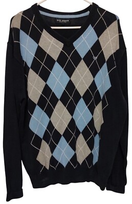 Cap Horn Argyle Pullover Sweater Mens Size Extra Large Blue Diamond Cotton