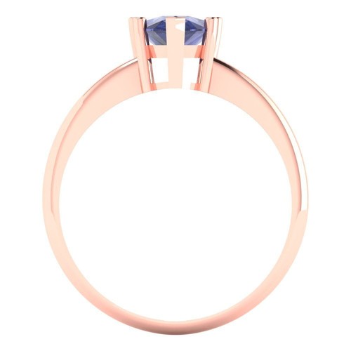 14K Rose Gold Solitaire Engagement Ring for Women, 1.5 ctw Simulated Tanzanite - Bild 4 von 11