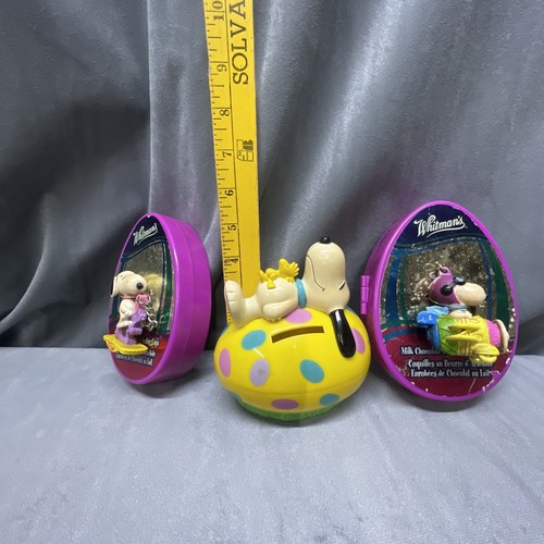 Snoopy Woodstock Peanuts Lot Vintage Easter Figure Keychain Cases & Egg Bank - Picture 10 of 24