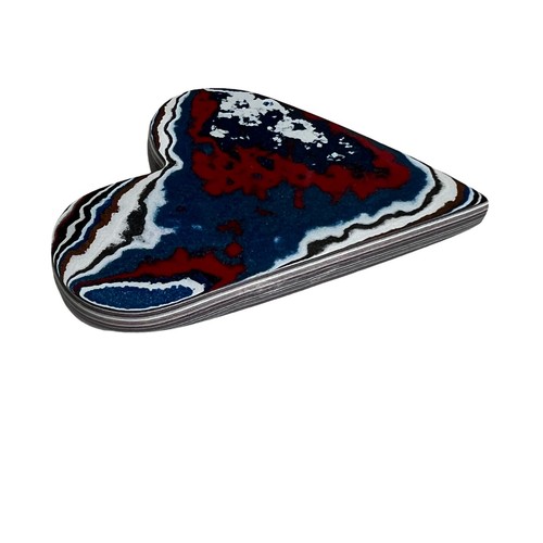 Fordite Polished Heart for Pendant Red White Blue Orange Love Valentines Day - Picture 6 of 7