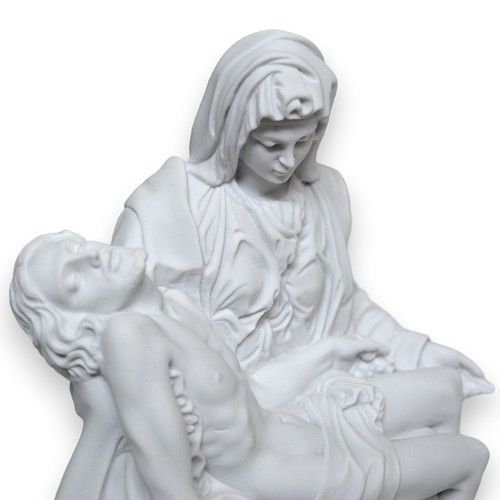 Pieta Michelangelo Sculpture Table IN Marble with Base IN Alabaster H 7cm - Picture 4 of 5