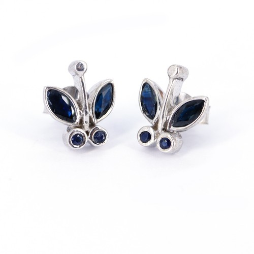 Blue Sapphire Studs Earrings 925 Sterling Silver Women's Silver Jewelry - Bild 4 von 4