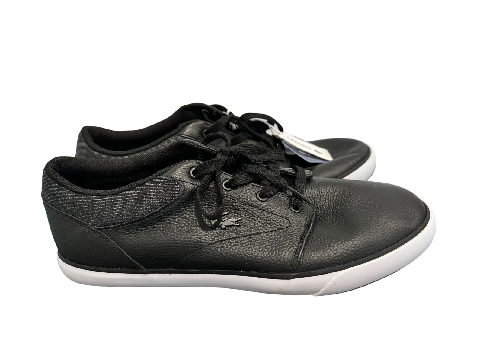 LACOSTE CARNABY Men's.Black/White Leather . New with Tags Size 11