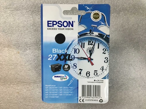 original Epson Tintenpatrone 27XXL Black 34,1ml Wecker C13T27914012 ( 08/2024 )