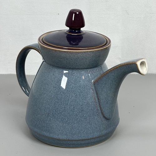 Vintage große Denby Storm 2 Pint Keramik Teekanne mit Deckel England blau & lila