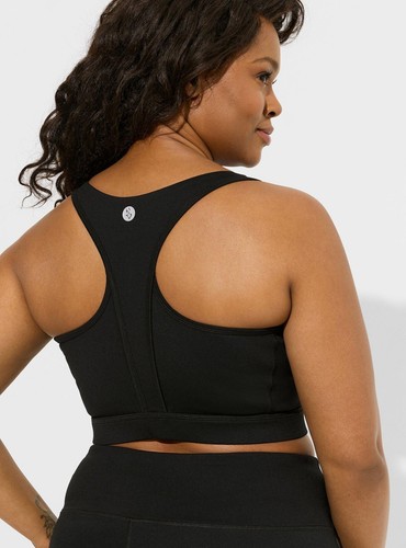 NWT Torrid Low-Impact Wireless Zip Racerback Active Black Sports Bra 3 3X 22-24 - Picture 2 of 2