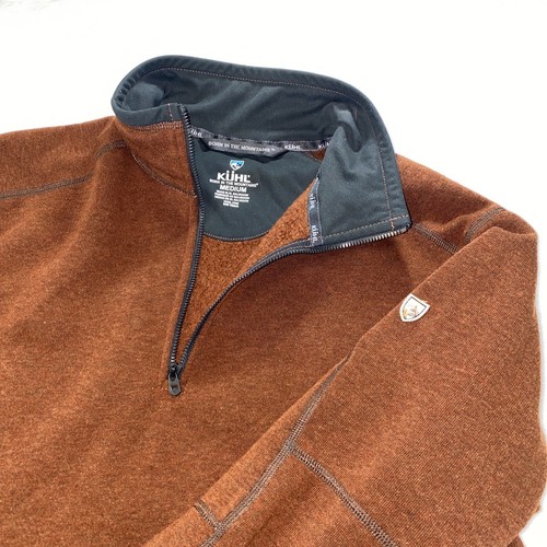 KUHL Revel 1/4 Zip Sweater Pullover Men Medium Rust Kashmira Hike Gorpcore Soft