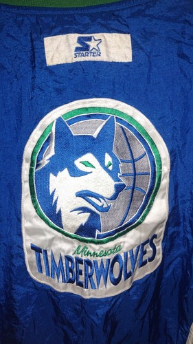 Vintage Starter NBA Minnesota Timberwolves Lined Windbreaker Full Zip Jacket XL - Picture 9 of 22