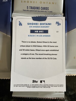 Shohei Ohtani Topps 50/50 HR #41 50th Home Run Blue
