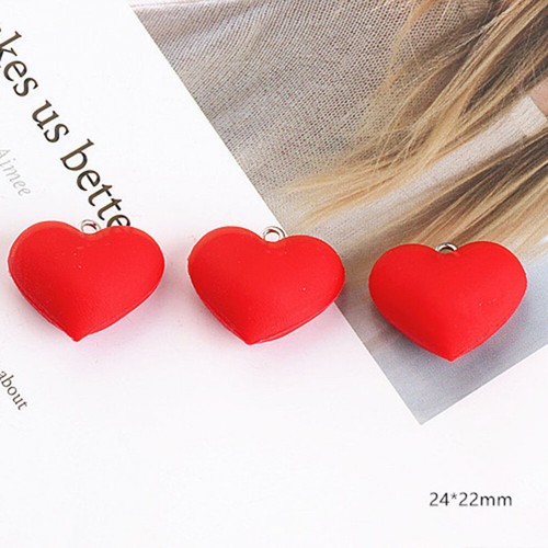 Pendientes colgantes creativos de gota de corazón de goma roja para niñas de 10 piezas - Imagen 6 de 12