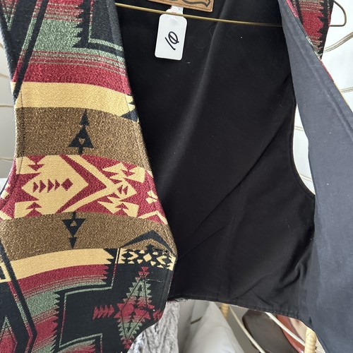 Seppe Vintage Retro 80s Brown Tan Western Wool Vest -Medium - Picture 14 of 15