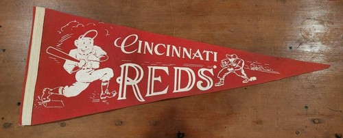 Rare 1950's 29 Inch CINCINNATI REDS Felt Pennant-Great Condition-Unique - Picture 8 of 8