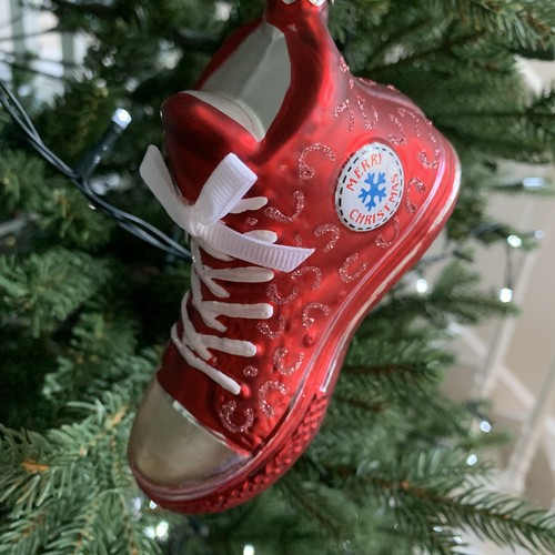 Red Converse Shoe Novelty Glass Bauble Christmas Tree Hanging Ornament - Picture 9 of 11
