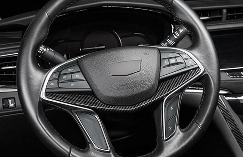 Cubierta de volante estilo fibra de carbono tipo U decoración para Cadillac XT5 2017-2022 - Imagen 2 de 7