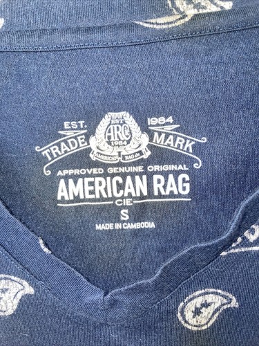 American Rag Herren Blocked Bandana T-Shirt Navy Größe Small - Bild 3 von 4