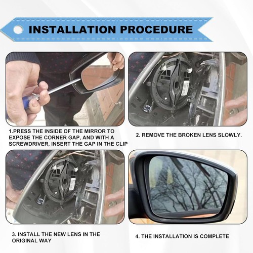 Mirror Glass Passenger Right Side for 2011-19 Volkswagen VW Passat Jetta Beetle - Picture 10 of 15