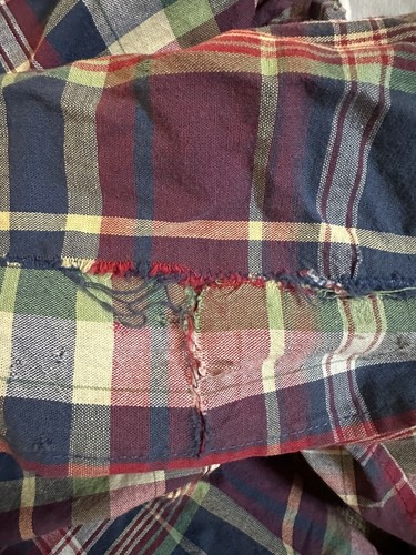 Vtg RALPH LAUREN Garrison Madras Plaid FULL Bed Skirt Dust Ruffle Blue Red AS IS - Picture 12 of 12