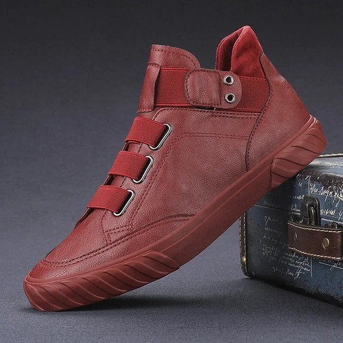 Men's Leather Shoes Comfortable Loafer High Top Sneakers Moccasins Casual Shoes - Picture 6 of 21