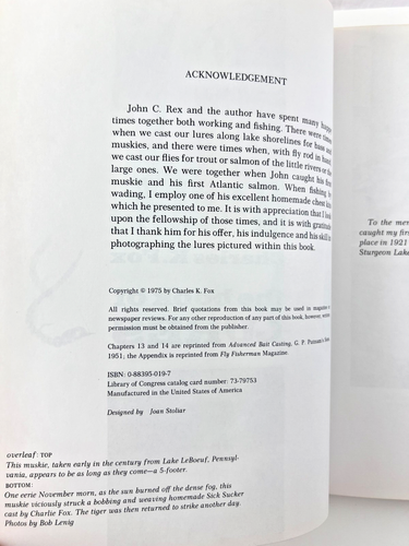 Vintage ~The Book of Lures By Charles K. Fox 1975 Hardback w/ Jacket ~ Classic - Picture 11 of 12