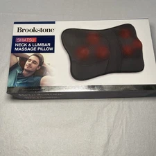 Brookstone Shiatsu Neck and Lumbar Massager, Deep Kneading Pillow with Heat