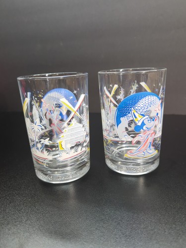 Walt Disney World Glass Set 2 25° Anniversario 2007 Topolino Stregone Epcot - Foto 2 di 5