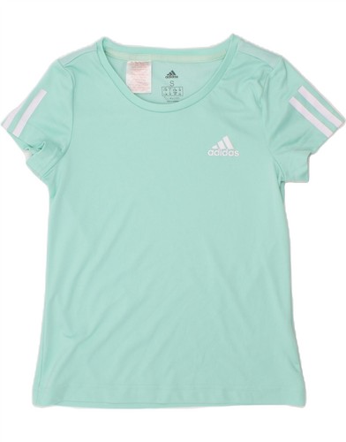ADIDAS Girls Climacool T-Shirt Top 9-10 Years Small Blue Polyester AZ06