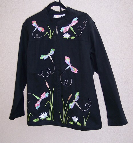 Quacker Factory NEW Dragonfly Jacket Plus Size 1x Embroidered gem SPRING topper - Picture 3 of 14