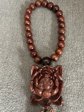 Vintage Buddhist Mala Bracelet with Hand-carved Rosewood Beads