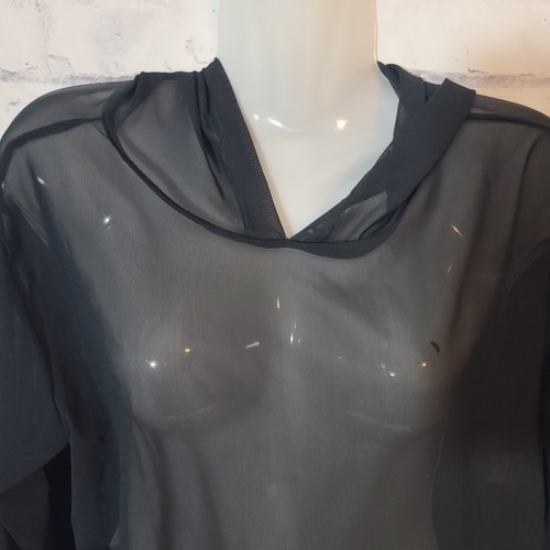 Balera Black Mesh Sheer Hoodie Hip Hop Dance Costume - Picture 4 of 4