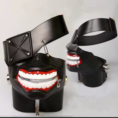 Tokyo Ghoul Ken Kaneki Cosplay Mask & Eyepatch Real Zipper Adult or Teen Premium - Picture 4 of 7
