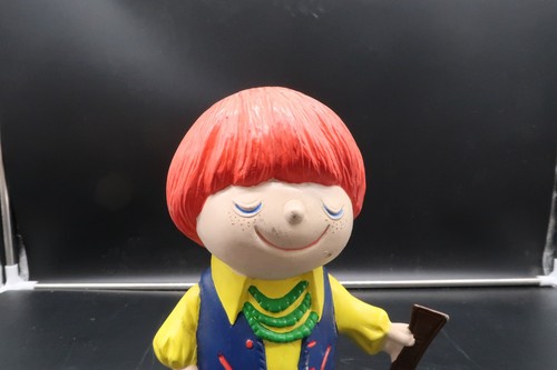 Vintage Keramik rote Haare Hippie Flower Power Junge Kind Frieden Weste Gitarre Figur - Bild 18 von 22