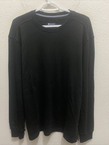 NUEVA Camiseta Sperry Para Hombre Grande Negra Cuello Redondo Manga Larga Nueva con Etiquetas $42 - Imagen 1 de 8