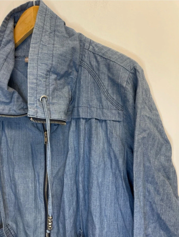 Chaqueta Bomber ALLYSON WHITMORE Para Mujer Talla L Denim Cambray Cuello Imitado Cremallera Completa Foto 2 de 4