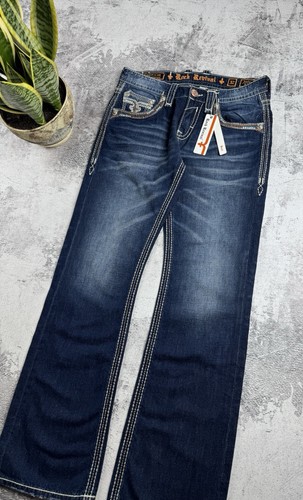ROCK REVIVAL Andor Bootcut Straight 32/32 Hip Hop Rap Blue Pants Jeans Denim Y2K - Picture 13 of 24