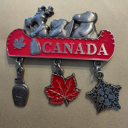 Canada magnet with moose and snowflake charms