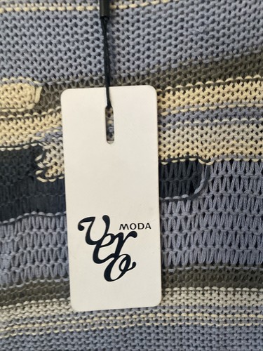 NWT Vero Moda Size Medium Blue Beige Distressed Sweater Street Wear - Bild 2 von 13