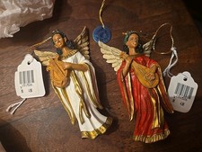 pair African American Black Angel Ornaments New In Box