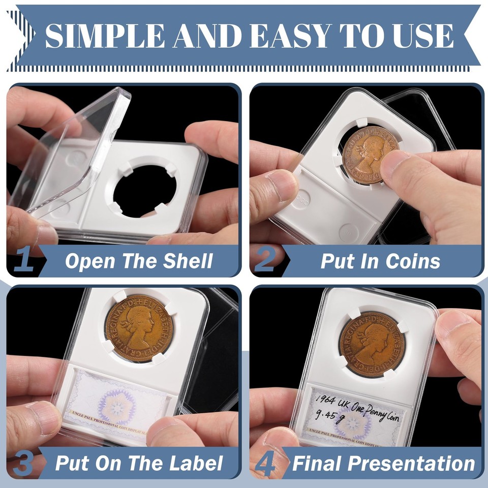 Uncle Paul 12 Pcs Coin Slab Holder, 33mm Transparent | eBay