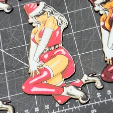 Santa bettie page pinup ornament laser cut christmas holidays custom art 3x5