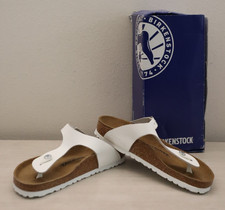 Birkenstock Women's Sz 8 White Leather Gizeh Birko-Flor Sandals 115