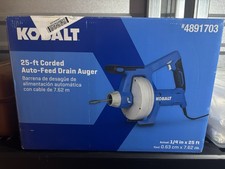 Kobalt 1/4-in × 25-ft Corded AutoFeed Drain Auger #4891703 Open Box