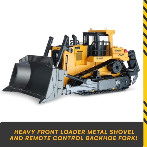Bulldozer RC Juguetes para Niños - Control Remoto Vehículo de Construcción con Pala de Metal - Imagen 3 de 6