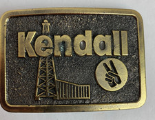 1980 Kendall Motor Oil Limited Edition Brass Tone Belt Buckle Oil Rig Vintage