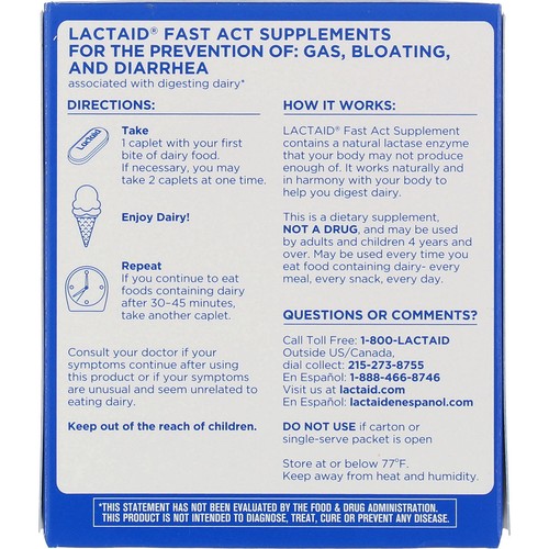 3 Pack Lactaid Fast Act Lactase Enzyme Supplement Caplets, 32 Ct - Picture 2 of 4