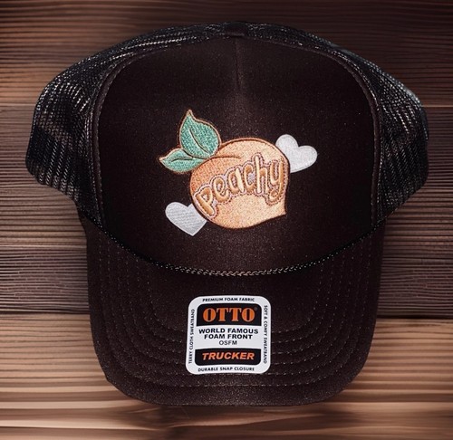 Peachy Otto Trucker Hat Brown Peach Patch One Size Snapback NEW Sticker Tag