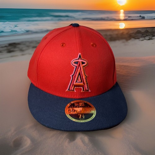 (NEW) LOS ANGELES ANAHEIM ANGELS NW 5950 FITTED 7 1/2 RED CAP/HAT LOW PROFILE.